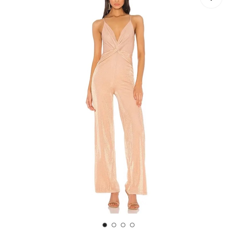 Easton Deep V Jumpsuit in Nude - superdown
